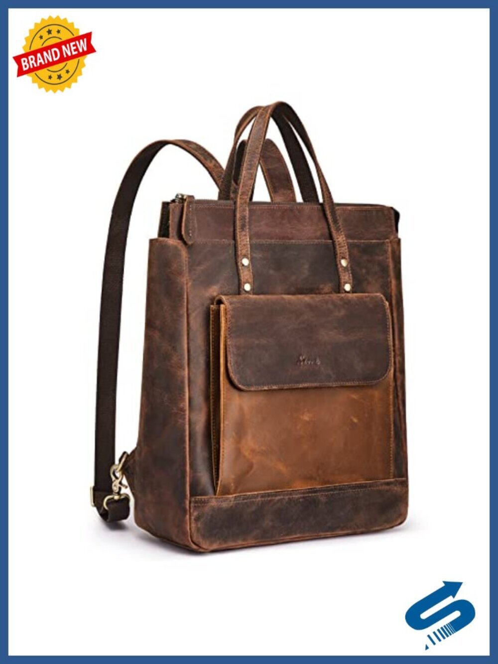 Genuine Leather Backpack Purse Vintage Rucksack Laptop Travel Daypack with